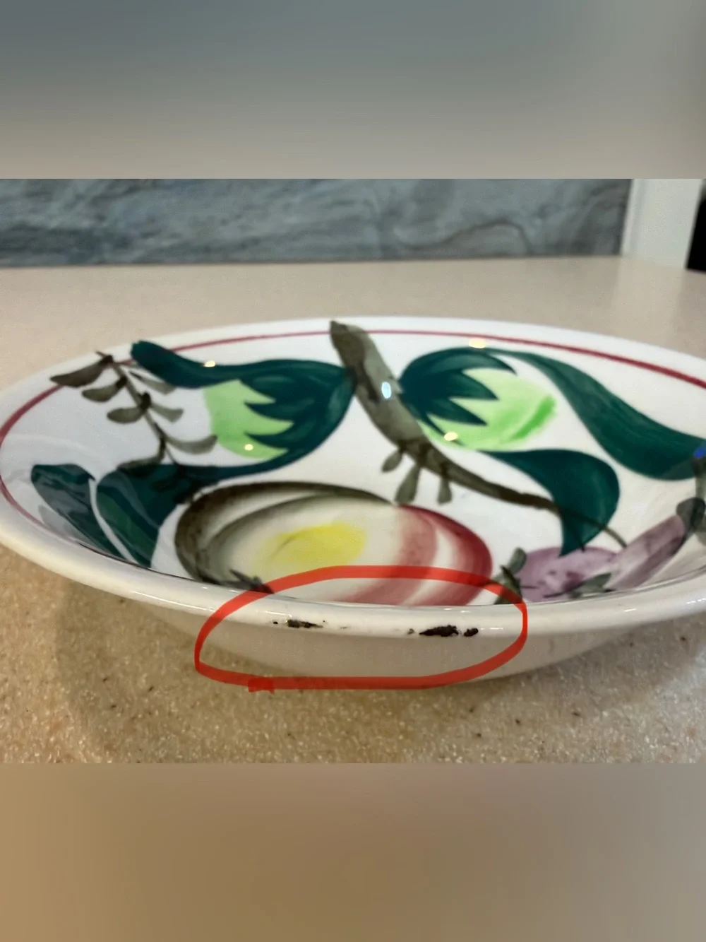 Hand-Painted Tropical Fruit Iron Stone Side Bowls set-4 Green Red Purple Yellow